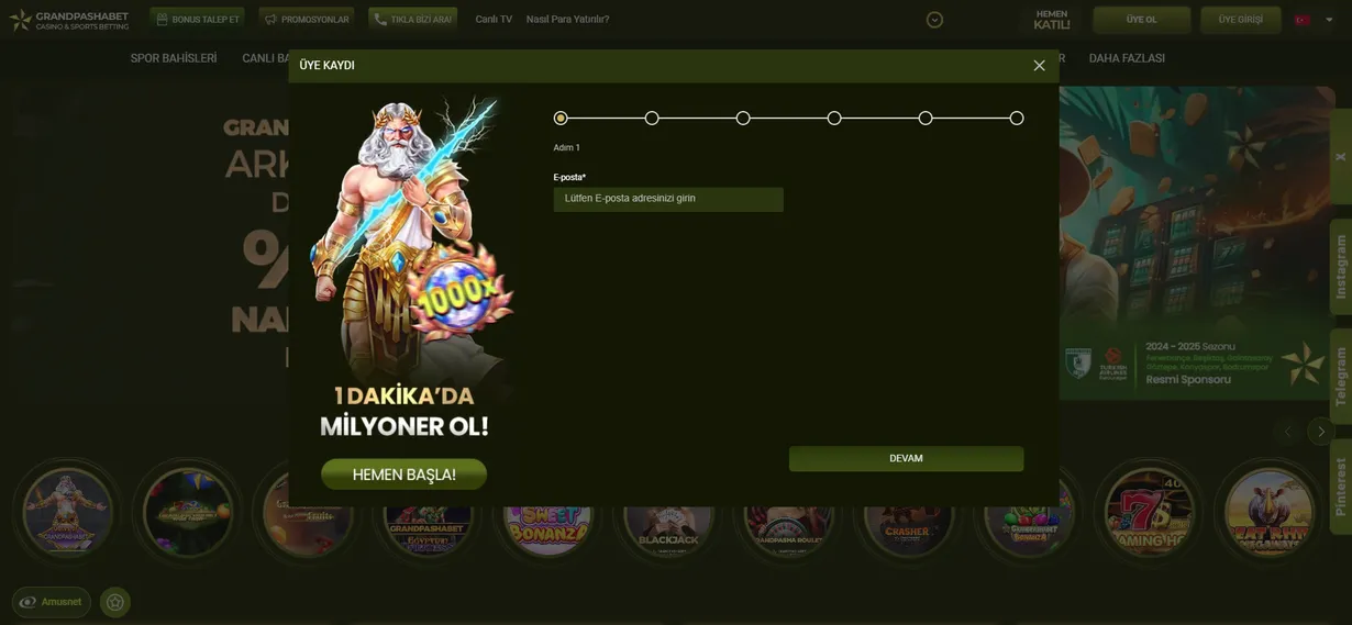 Kayıt ve Grandpashabet Girişi 